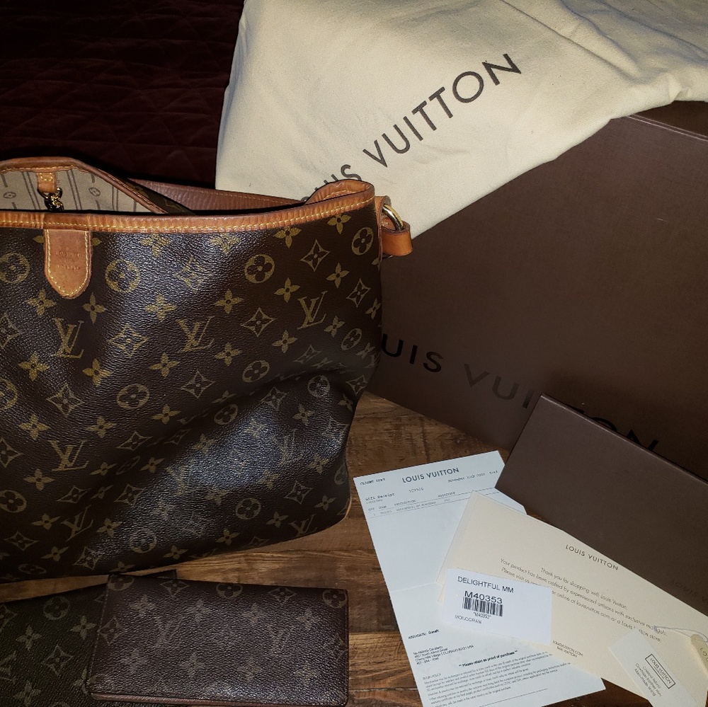 Louis Vuitton Delightful Handbag and 2 LV wallets